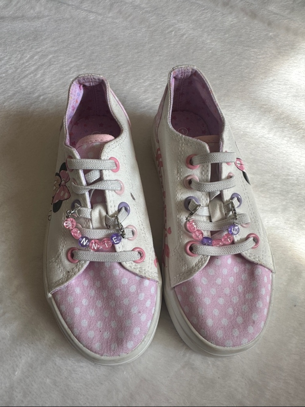 Kids Pink Polka Dot Minnie Slip-On Sneakers
